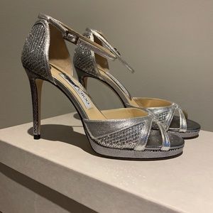 Jimmy Choo Silver Talia sandal 100 size 36